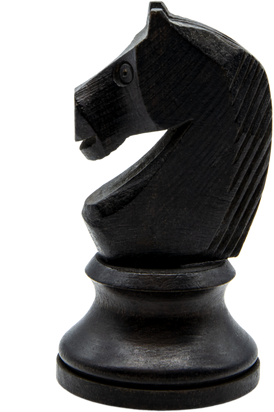 black wooden knight chess piece