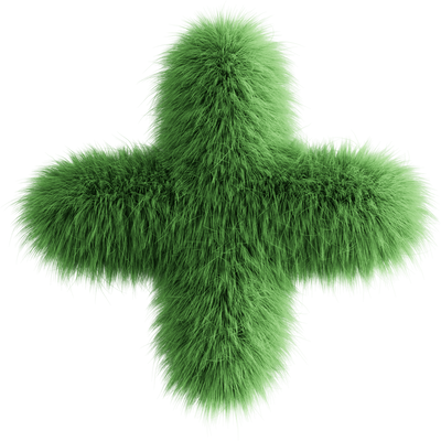 Green 3D Fluffy Symbol Plus