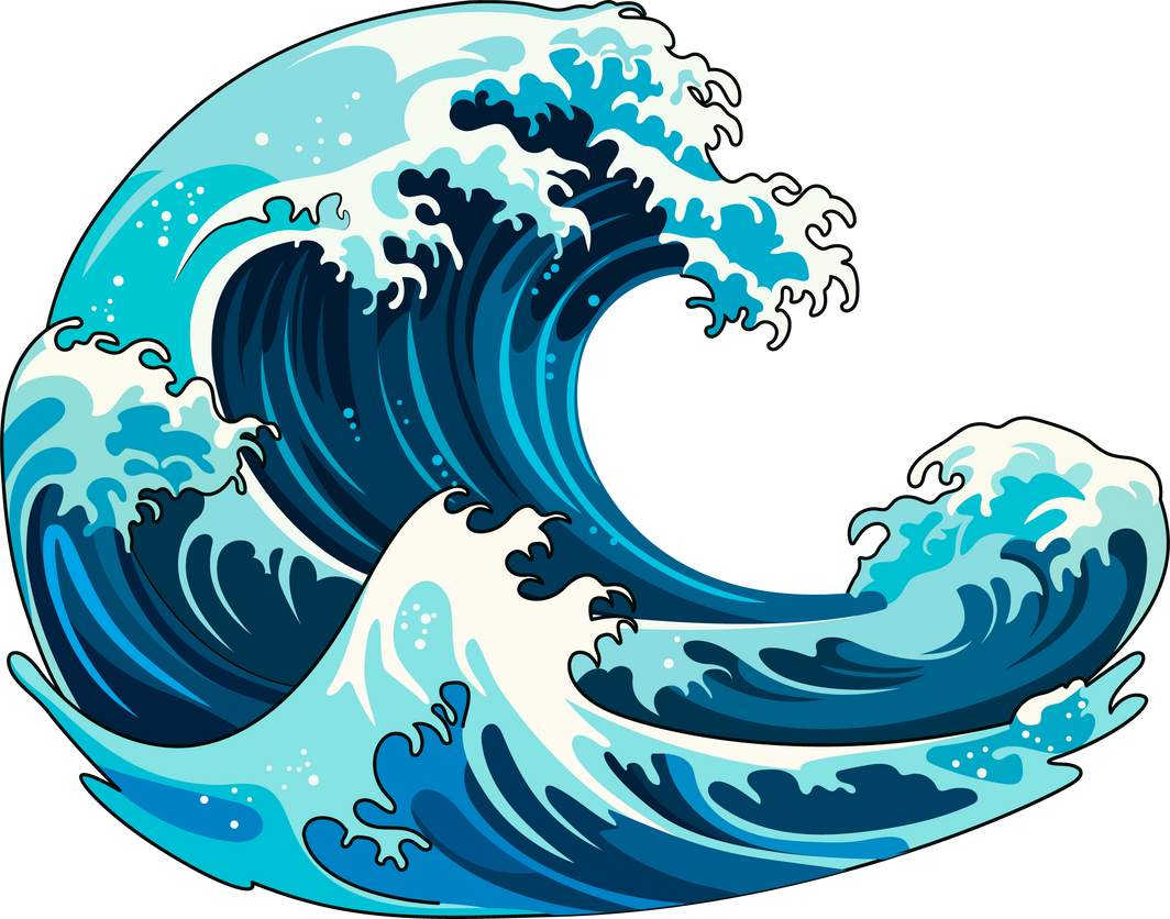 Isolated Traditional Japanese Wave in Vector Cartoon Style