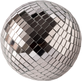 Mirror disco ball isolated object. Brilliant decoration, silver decor.