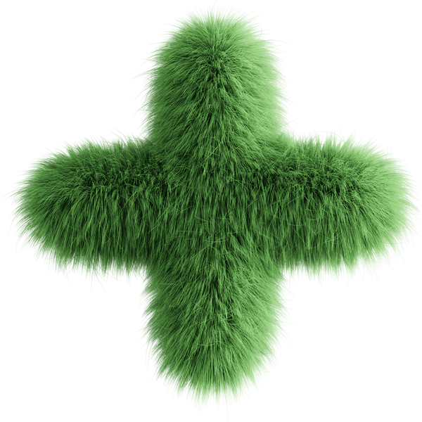 Green 3D Fluffy Symbol Plus