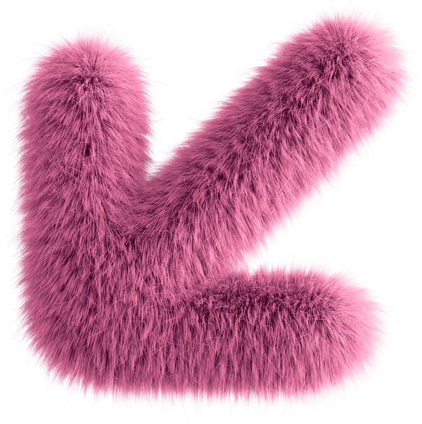 Pink 3D Fluffy Symbol Arrow Left Bottom