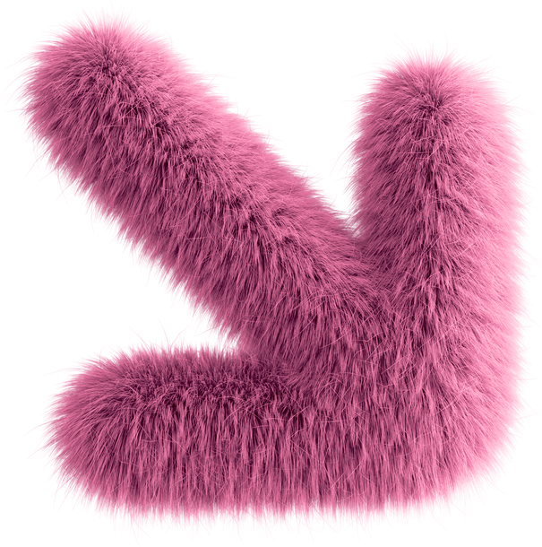 Pink 3D Fluffy Symbol Arrow Right Bottom